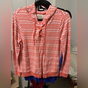 Coral Patterned Hooded Women's Top